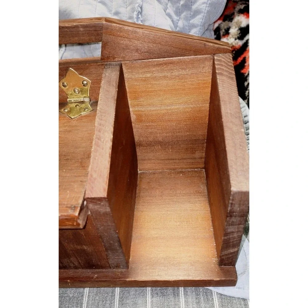 Vintage Wooden Recipe Box Card & Cookbook Holder Retro Kitchen Stand Case Handma